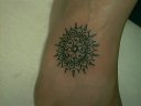 Free Hand India-Like Sun on the top of right foot
